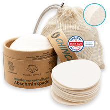 Lade das Bild in den Galerie-Viewer, Waschbare Abschminkpads | aus Holzzellulose | 10 nachhaltige Pads inkl. Dose zur Aufbewahrung und Wäschenetz | made in Germany
