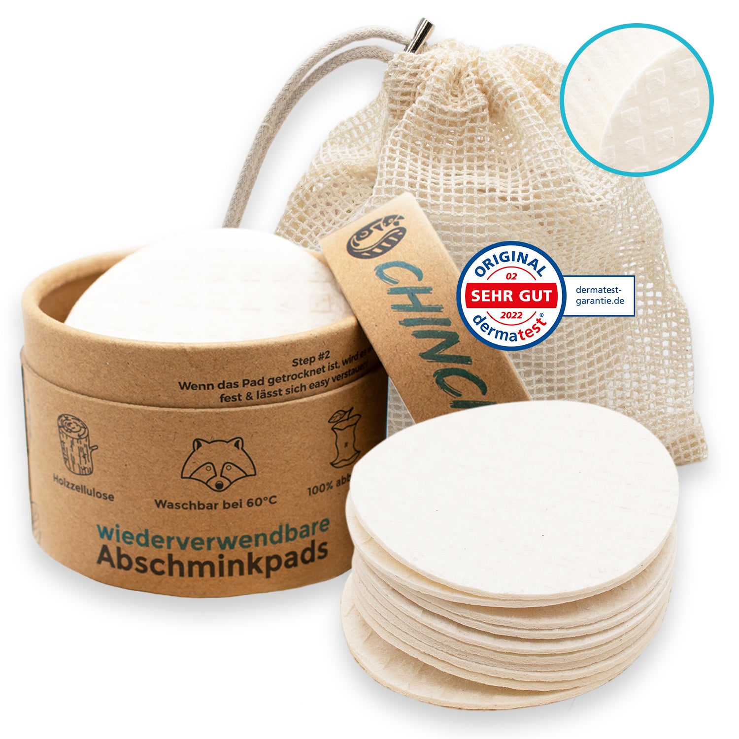 Abschminkpads waschbar & wiederverwendbar, 10 nachhaltige Wattepads, made  in Germany